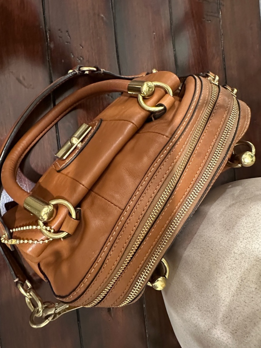 COACH Kristin Tan Leather Satchel with Gold-Tone Hardware - Picture 5 of 16